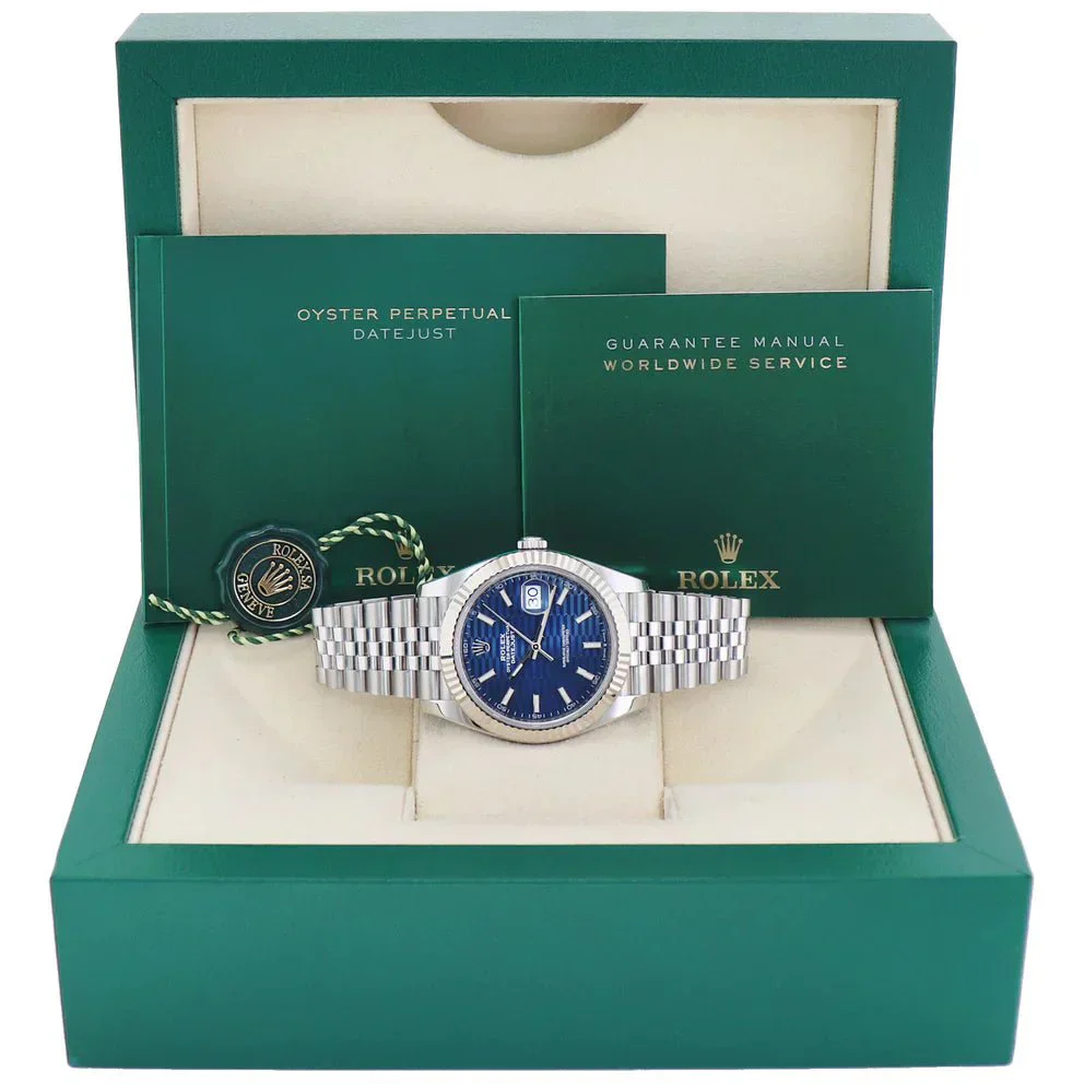 Rolex Datejust 41 Blue Dial Baton Index Luxury Men's Wristwatch - Image 5