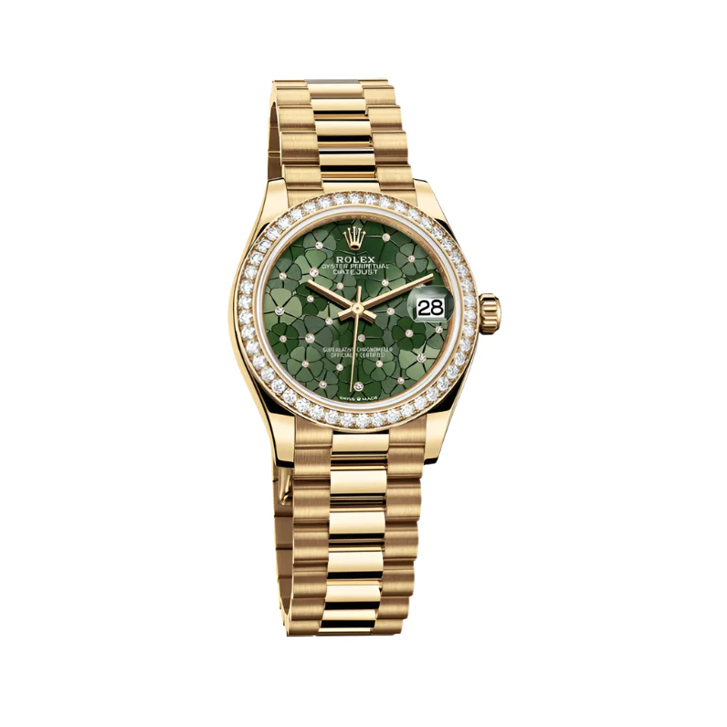 Rolex Datejust Oyster Diamonds and Yellow Gold Green Dial