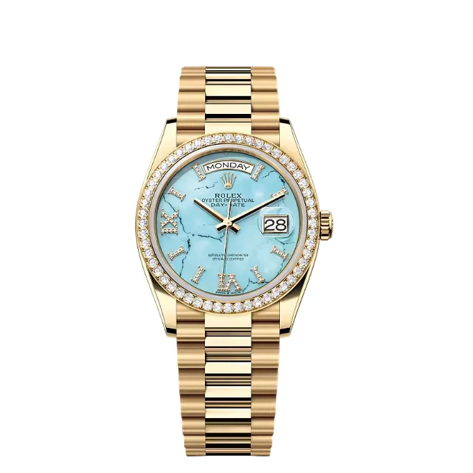 Rolex Day-Date 36 Oyster, 36 mm, yellow gold and diamonds