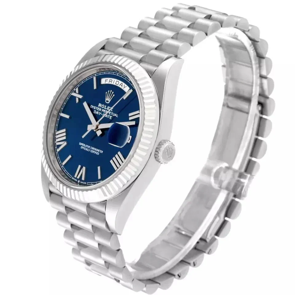 Rolex Day-Date 40mm Blue Ombré Roman Dial Fluted Bezel President Bracelet - 228236 - Image 4